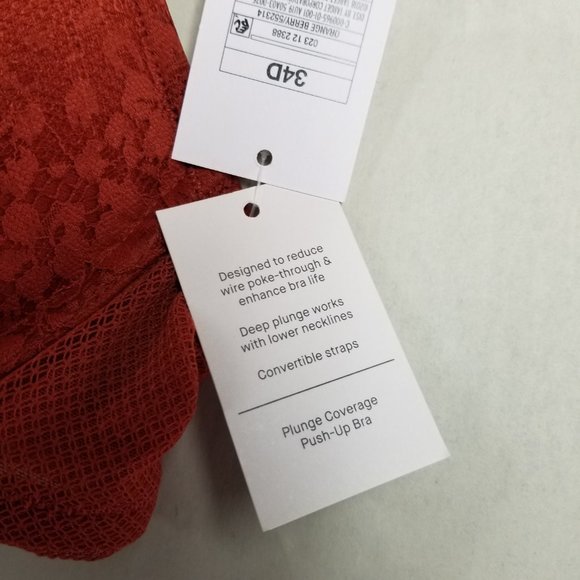 Auden High Apex Push-Up Bra Lace Orange Berry - Picture 4 of 5